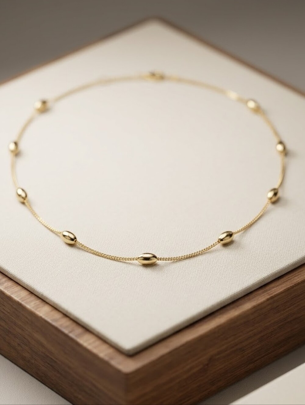 18K Gold Plated Stainless Delicate Bead Layering Necklace